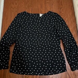 J. Crew‎ Black and White Polka Dot Top